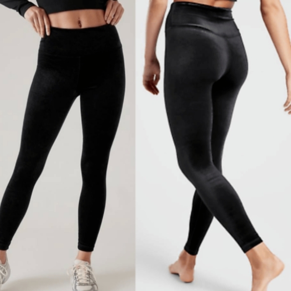 Athleta Pants - Athleta black velvet elation  Leggings
